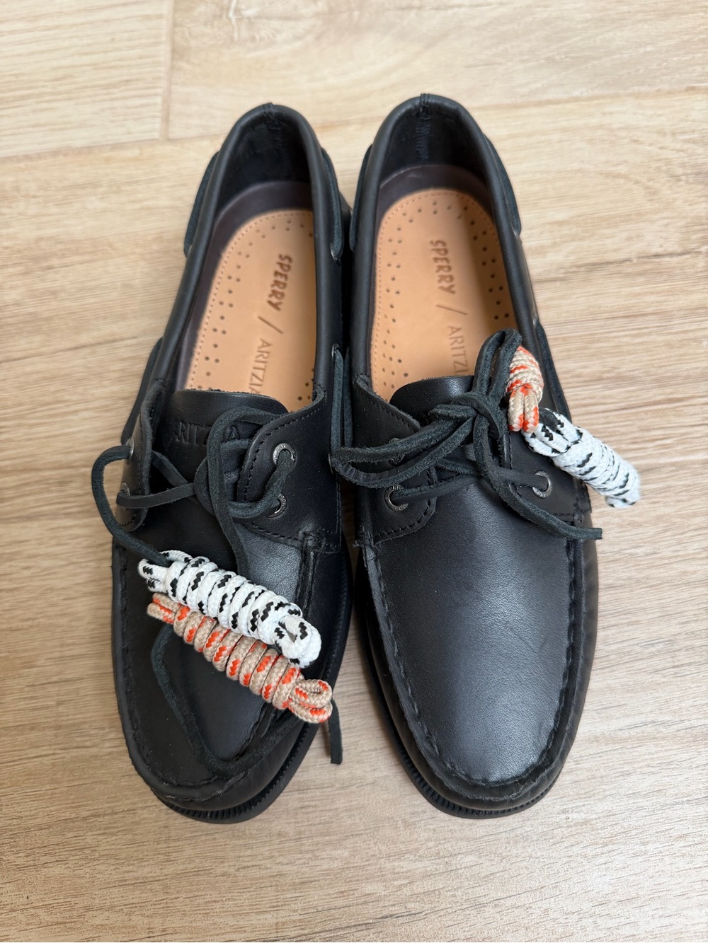 Sperry x Aritzia Black Leather Boat Shoes